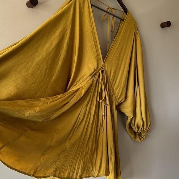 FREE PEOPLE ARZEL MINI DRESS SIZE XS GOLD - Picture 5 of 13